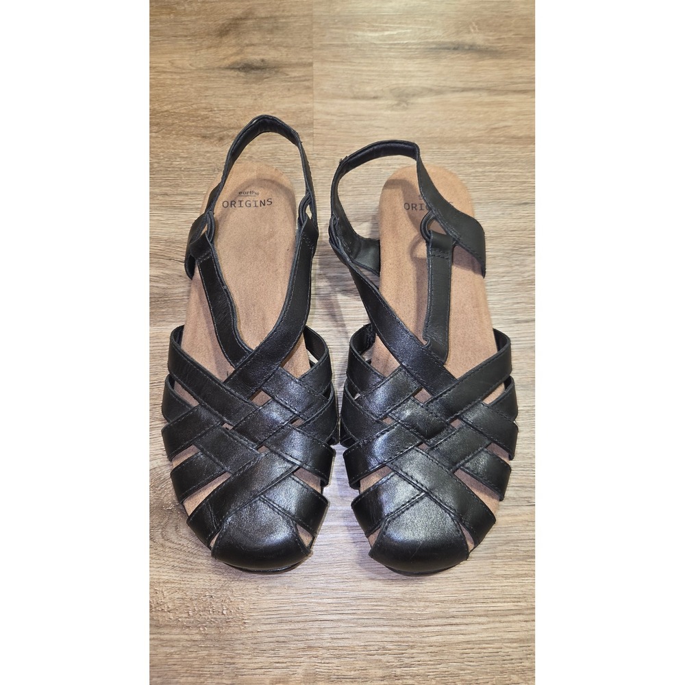 EUC Earth Origins 11M Black Woven Berri Fisherman Sandal Shoes Slingback